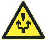 Warning for an obstacle, pass either side.