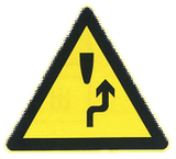 Warning for an obstacle, pass on the right side.