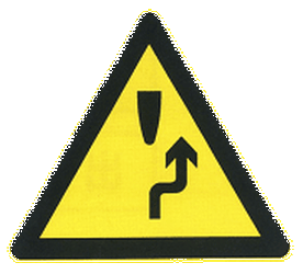 Warning for an obstacle, pass on the right side.