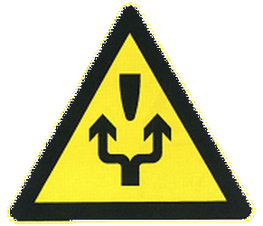 Warning for an obstacle, pass either side.