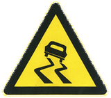 Warning for a slippery road surface.