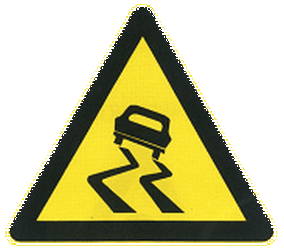Warning for a slippery road surface.