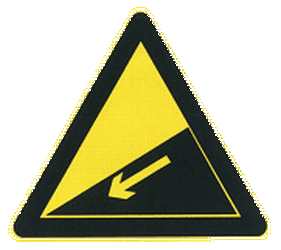 Warning for a steep descent.