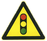 Warning for traffic lights ahead.