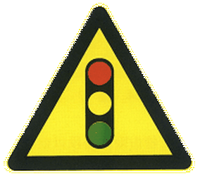 Warning for traffic lights ahead.