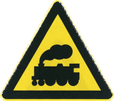 Warning for a railway crossing without barriers.