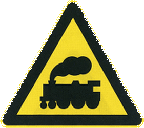 Warning for a railway crossing without barriers.