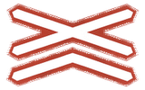 Warning for a railway crossing with two or more tracks.