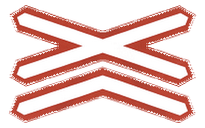 Warning for a railway crossing with two or more tracks.