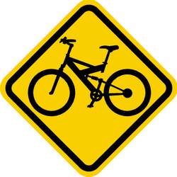 Warnung vor Radfahrern.
