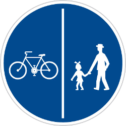 Mandatory divided pedestrian and cycle path.