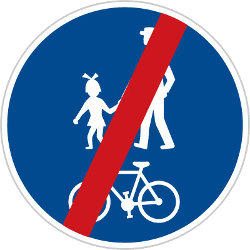 End of shared pedestrian and cycle path.
