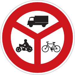 Cyclists, motorcycles and trucks prohibited.