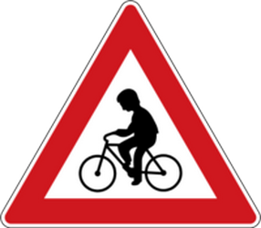 Warnung vor Radfahrern.