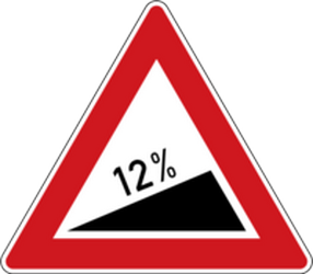 Warnung vor starker Steigung.