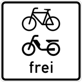 Cyclists and mopeds allowed.