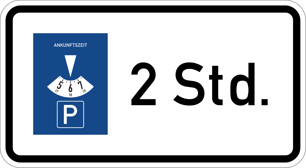 Disc parking, maximum 2 hours.