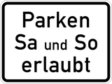 Parking allowed on Saturdays and Sundays.