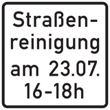 Street cleaning on the date and time shown.
