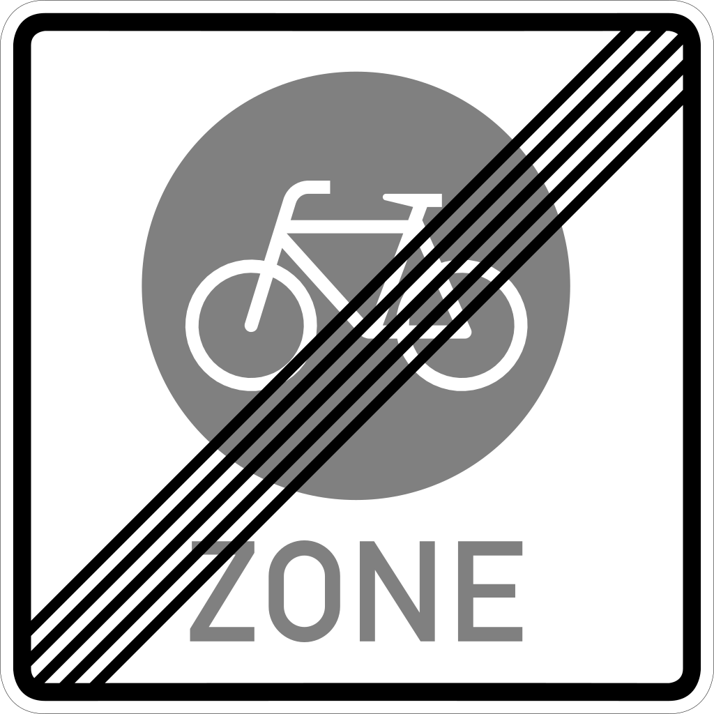 End of the zone for cyclists.