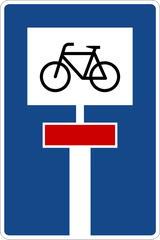 Dead end street with a passage for cyclists.