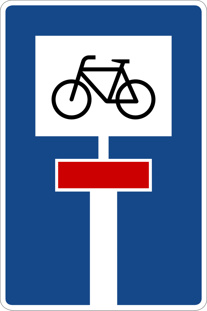 Dead end street with a passage for cyclists.