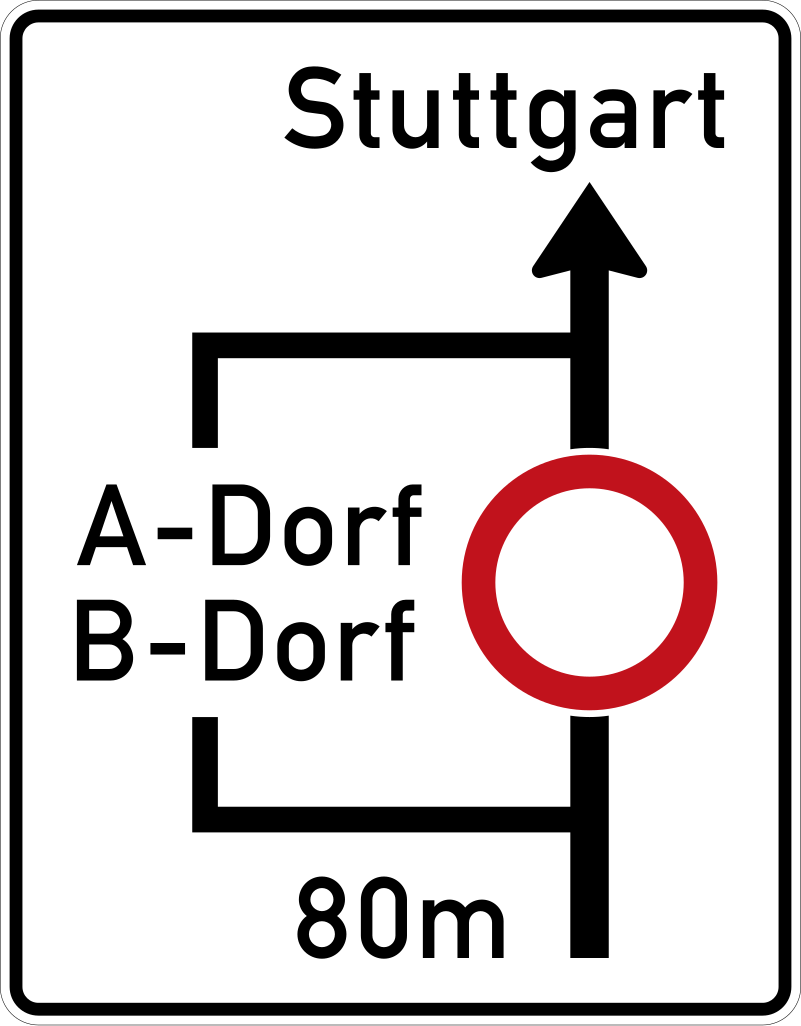 Detour for vehicles that are not allowed to pass.