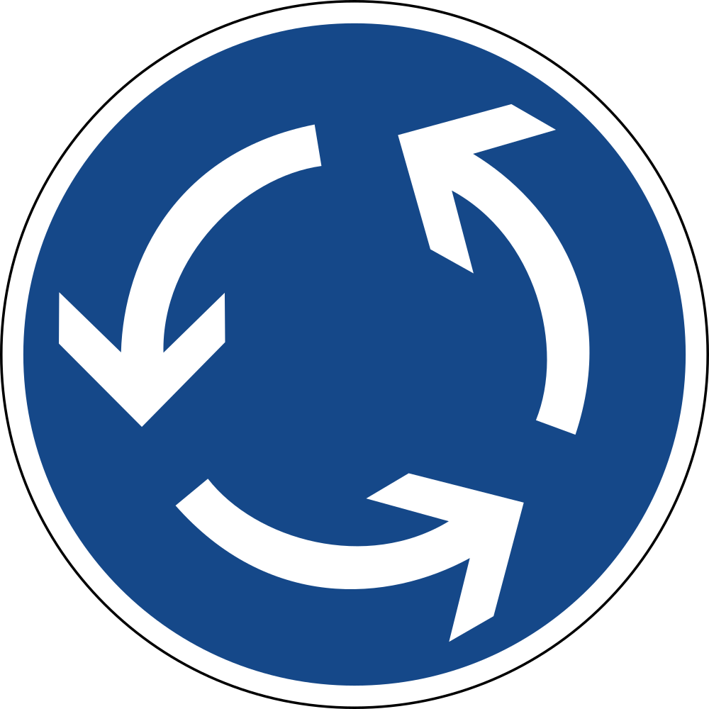 Mandatory roundabout direction.