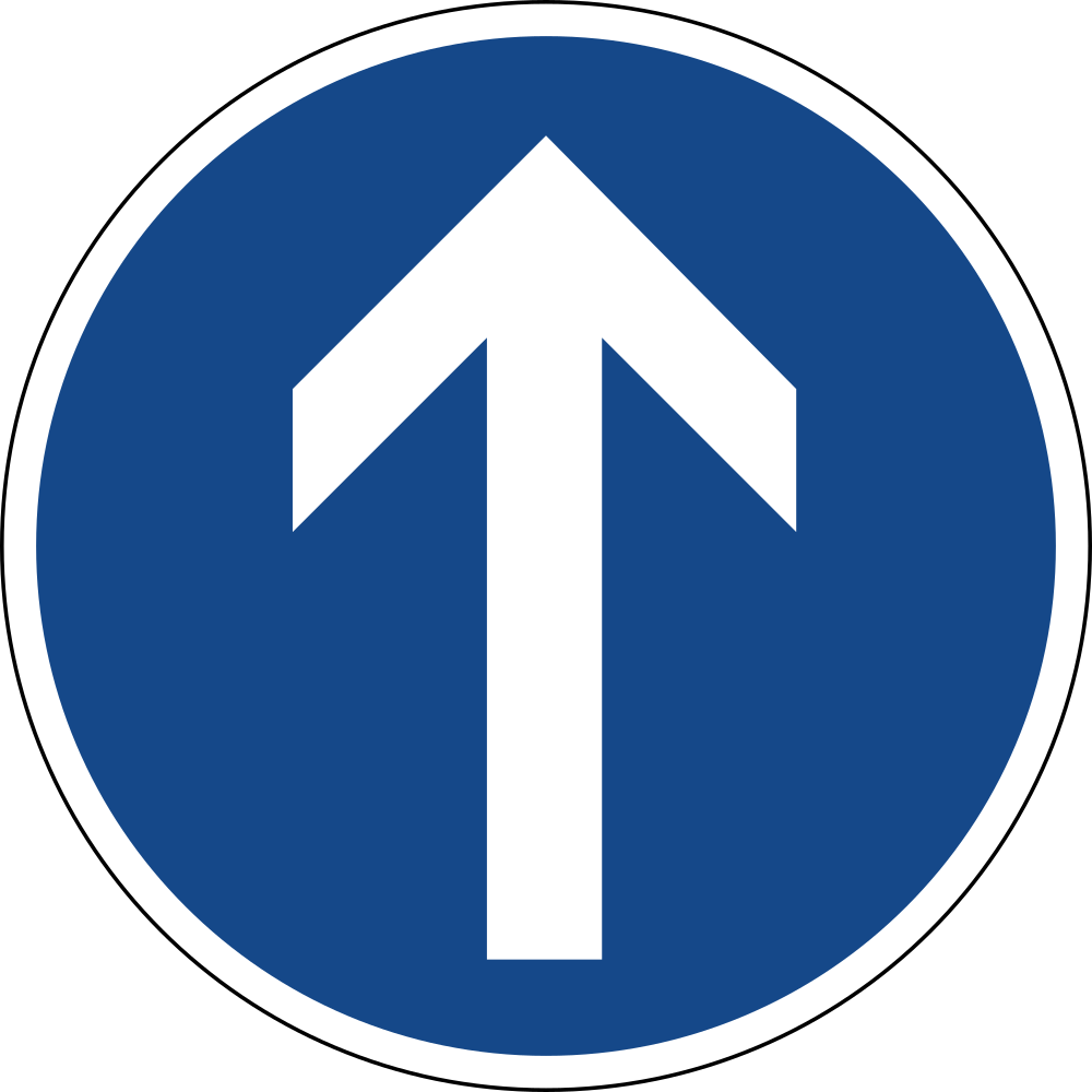 Geradeausfahren vorgeschrieben.
