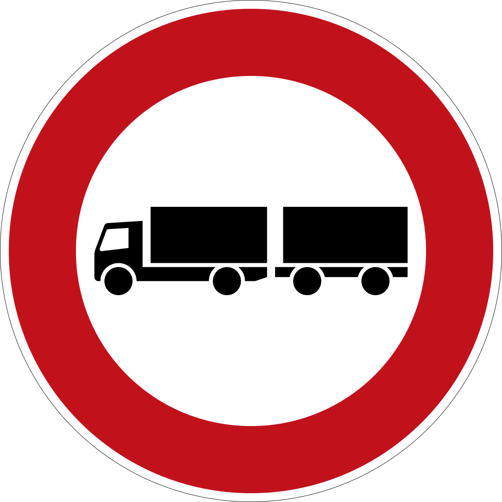 Trucks with trailer prohibited.