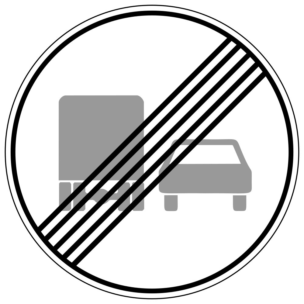 Ende des Überholverbots für Lastwagen.