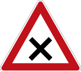 Warning for an uncontrolled crossroad.