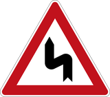 Warning for a double curve, first left then right.