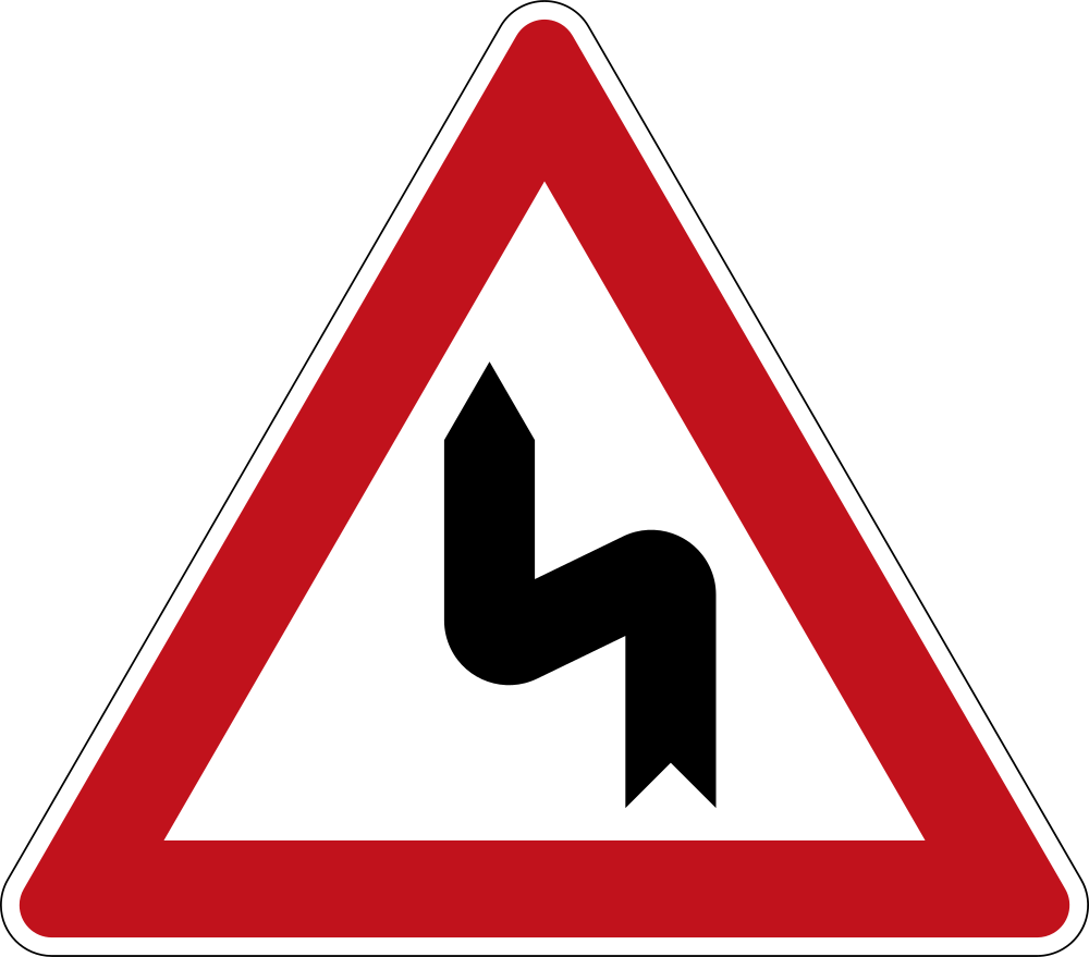 Warning for a double curve, first left then right.