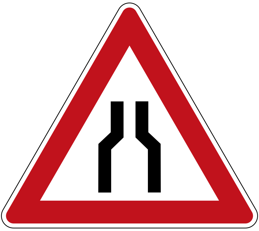 Warning for a road narrowing.