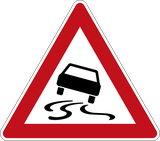 Warning for a slippery road surface.