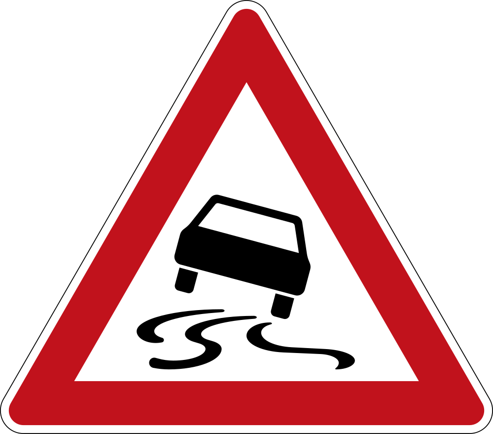 Warning for a slippery road surface.