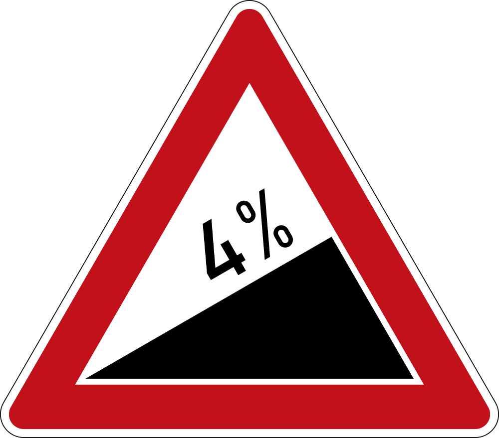 Warning for a steep ascent.
