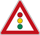 Warning for traffic lights ahead.