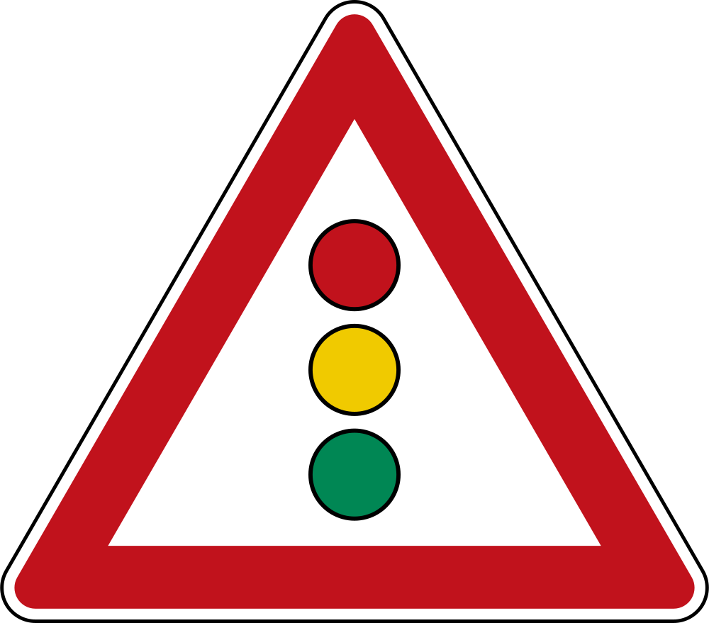 Warning for traffic lights ahead.