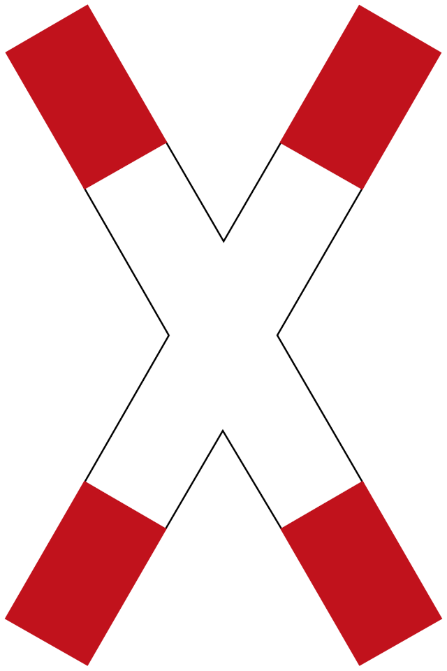 Warning for a railway crossing with one track.