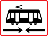 Trams from both directions.
