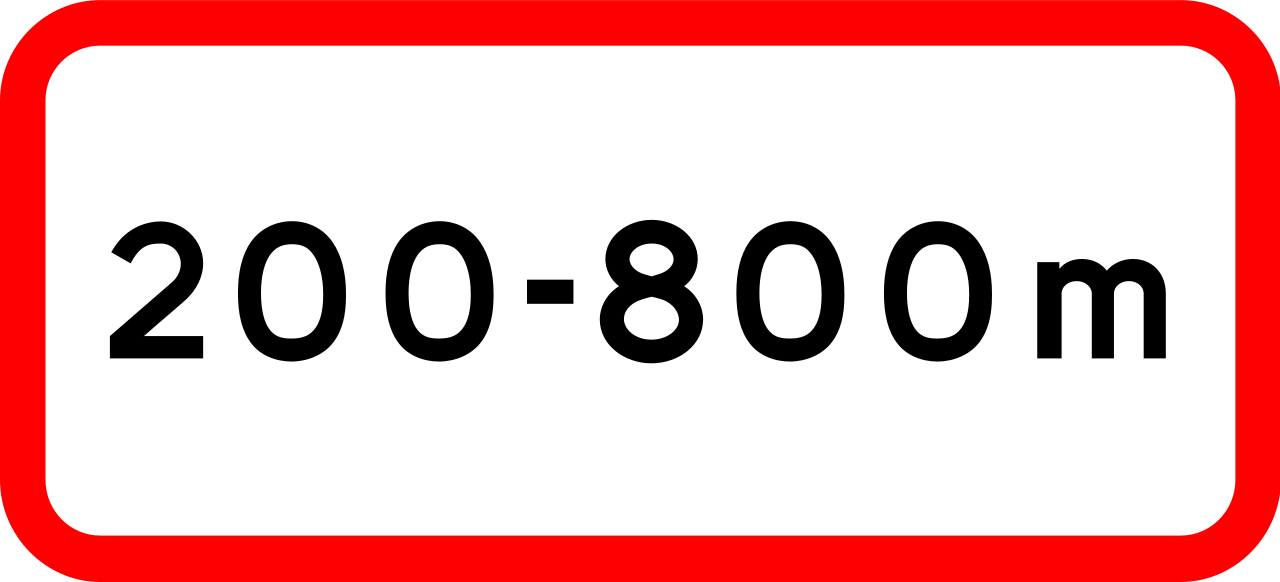 ... metres ahead for ... metres.