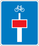Dead end street with a passage for cyclists.