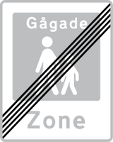 End of the zone for pedestrians.