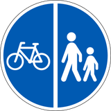 Mandatory divided pedestrian and cycle path.