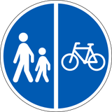Mandatory divided pedestrian and cycle path.