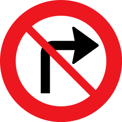 Rechtsabbiegen verboten.