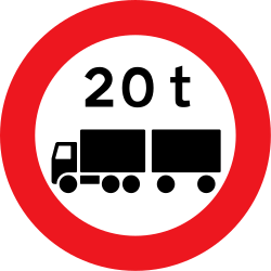 Lastwagen mit Anhänger über Massegrenze verboten.