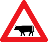 Warning for cattle on the road.